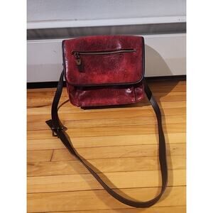 Relic Red Messenger Crossbody Bag Faux Vegan Leather Tooled Western Paisley